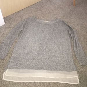 Grey sweater with chiffon trim